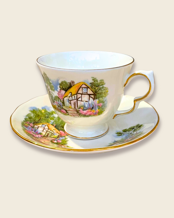 Vintage English Cottage Teacup & Saucer Set