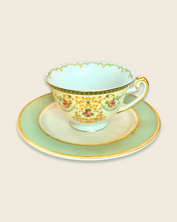 Vintage Garden Charm Teacup & Saucer